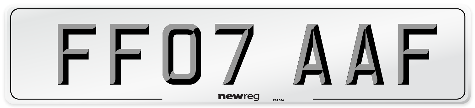 FF07 AAF Number Plate from New Reg